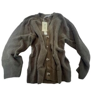 NA-KD Brown Knit tCardigan‎ Sweater Recycled Material Women's Size M